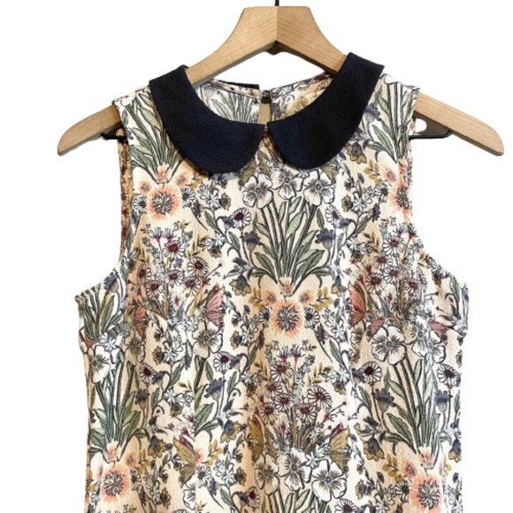 LC LAUREN CONRAD Dress Floral A-Line Crewneck Peter Pan Collar Sleeveless 10 - Picture 7 of 9